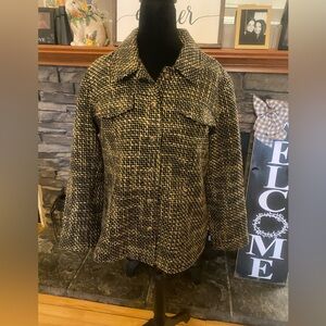 Orvis Black/Brown Tweed Button-Front Jacket 10P